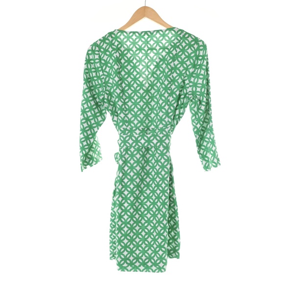 NWOT Boden Kelsey Linen Tunic Green Geometric 3/4 Sleeve Dress Womens 10P/14P MP - Picture 2 of 9